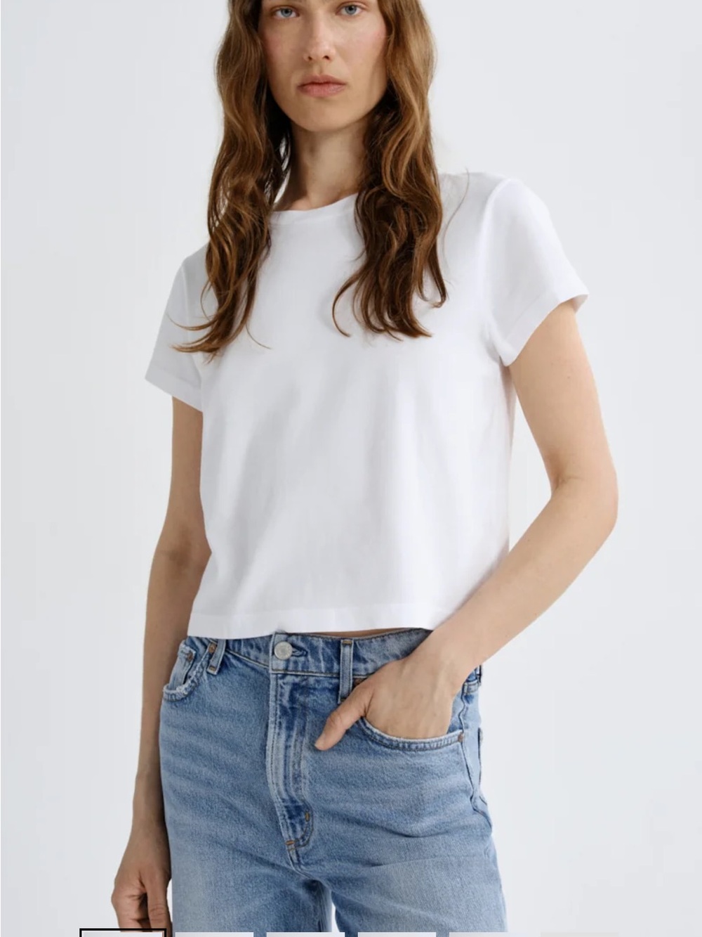 NWOT Agolde Adine shrunken tee white small